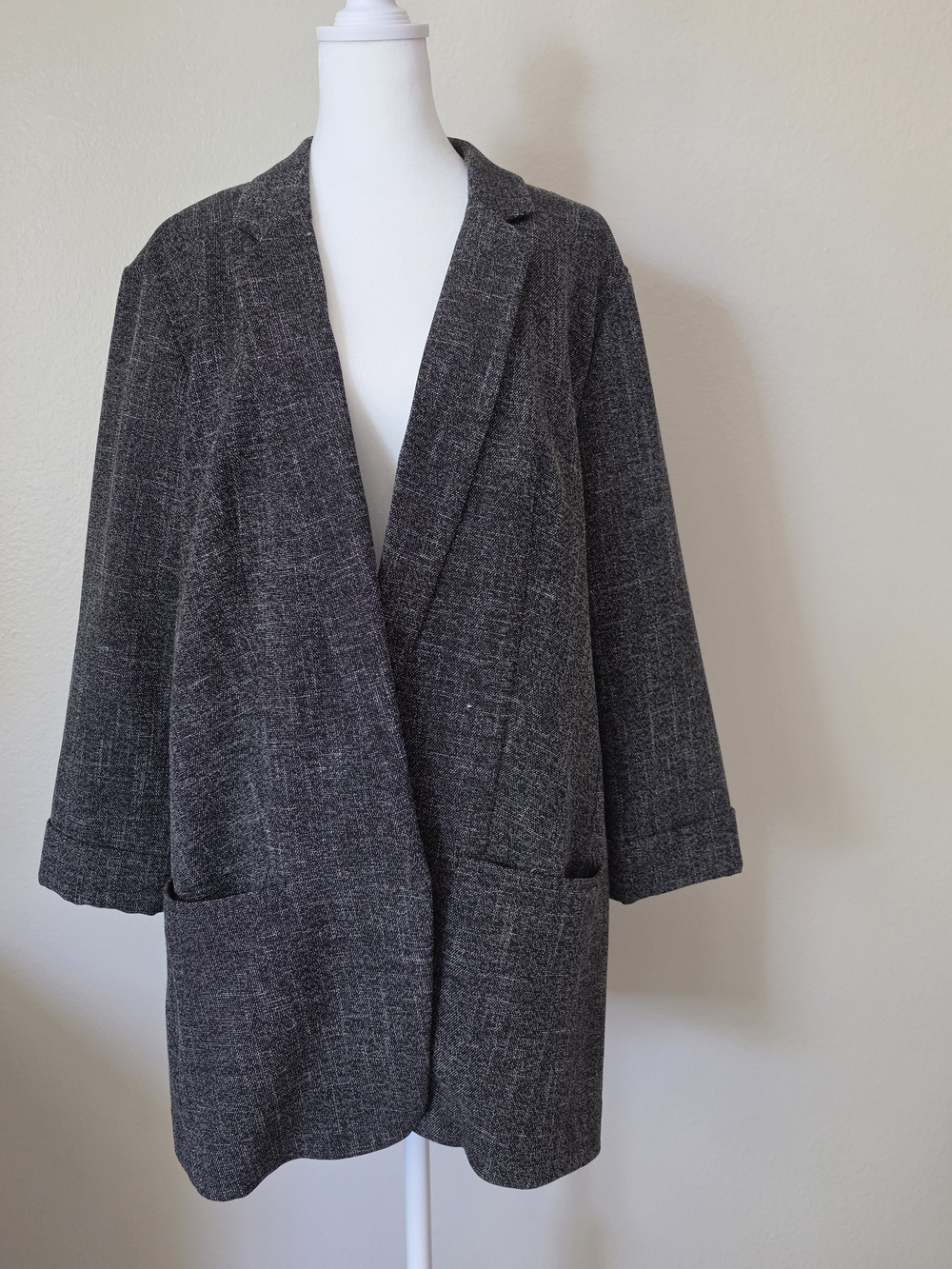 Express Gray Textured Open-Front Women's Blazer